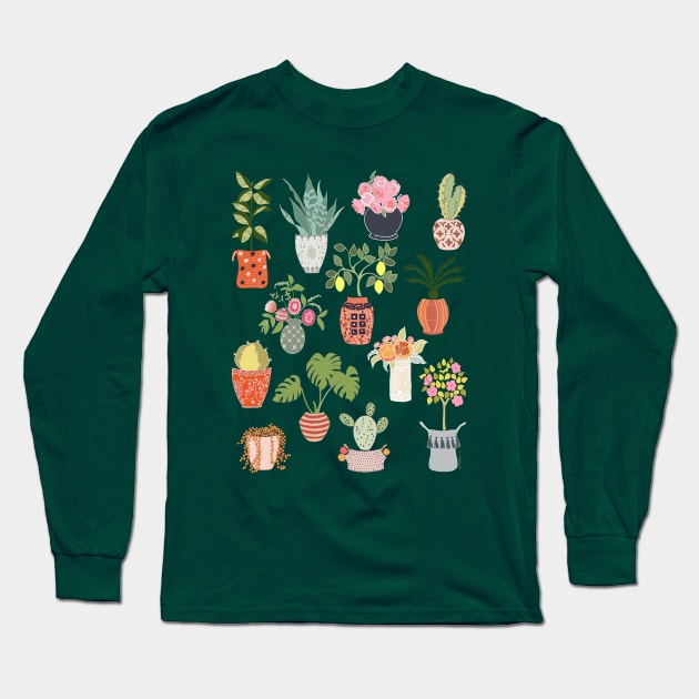 Indoor Garden Planters Long Sleeve T-Shirt by Limezinnias Design